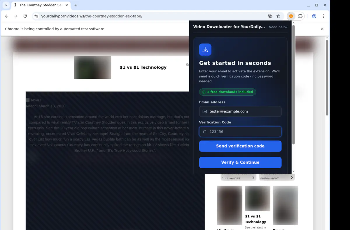 Yourdailypornvideos Video Downloader browser extension screenshot 4