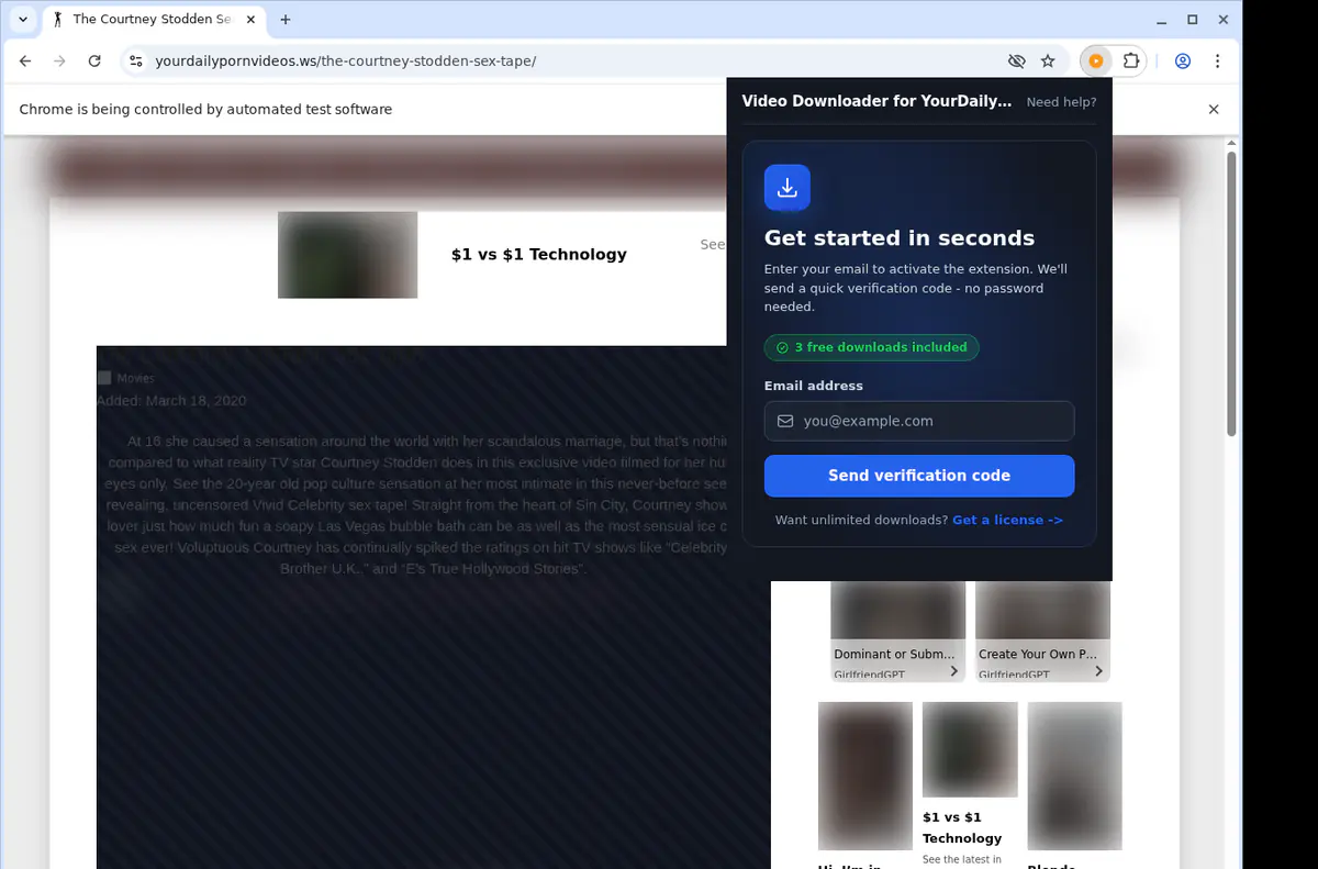 Yourdailypornvideos Video Downloader browser extension screenshot 5